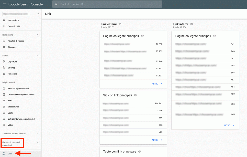 come controllare backlink con Google Search Console